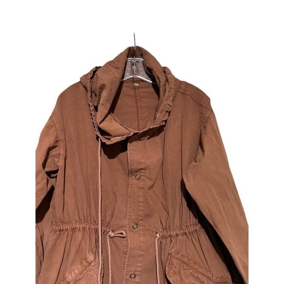 Free People Brown Hooded Jacket With Drawstring Waist & Pockets - Picture 4 of 4